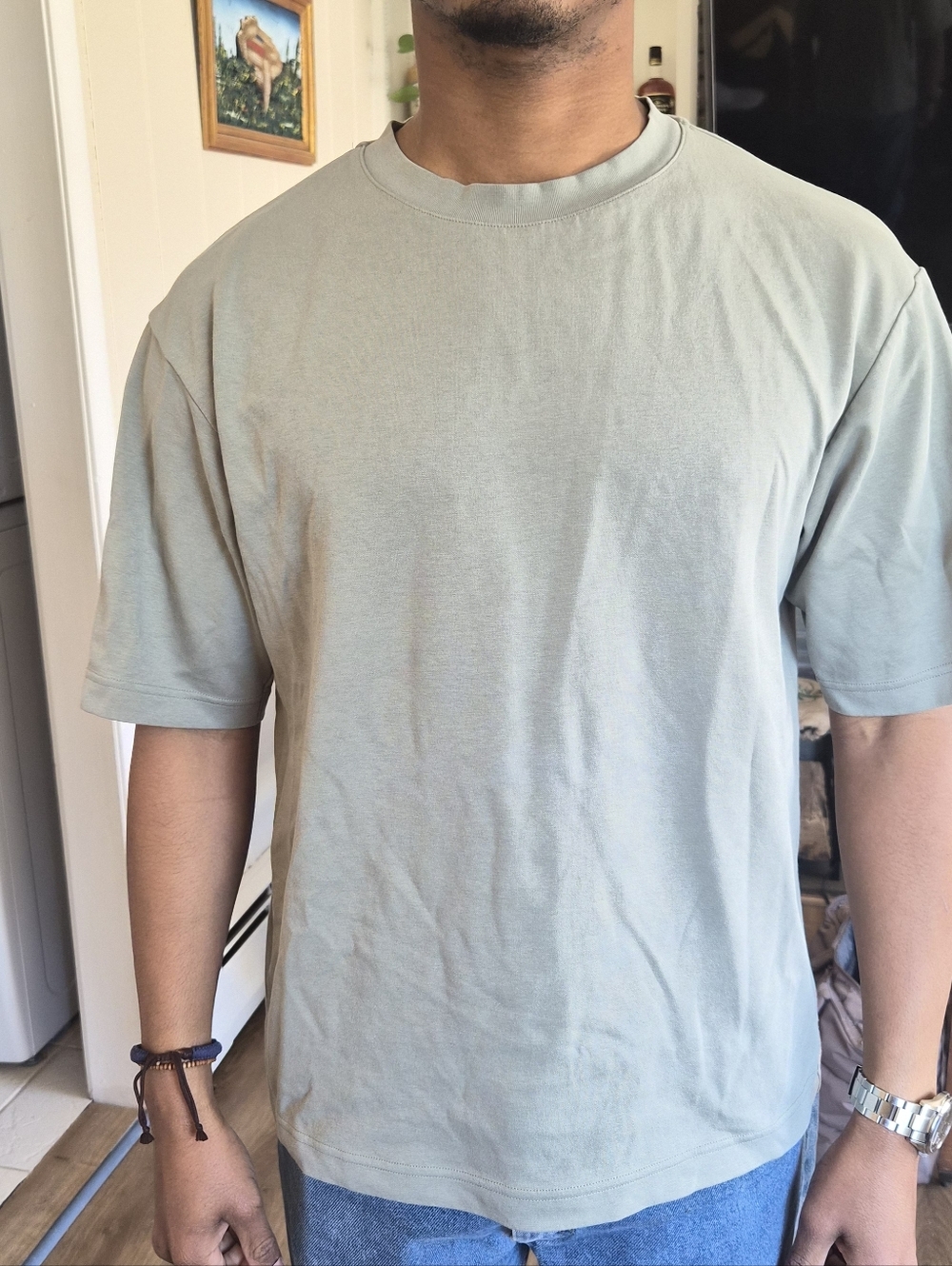 Men's Relaxed Crew Neck T-Shirt in Sage Green